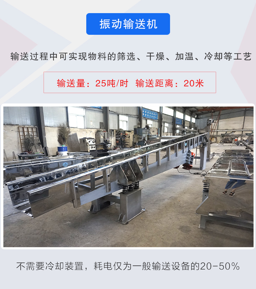 輸送過程中可實現(xiàn)物料的篩選、干燥、加溫、冷卻等工藝
