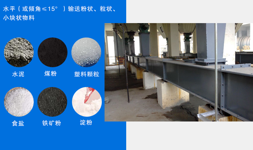 FU鏈式輸送機主要用于水平或傾斜輸送粉狀、粒狀或小塊狀物料